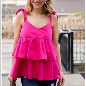 Zara shoulder tie ruffle cami top